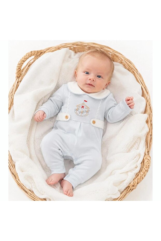 Little Carousel Horse Embroidered Premium Baby Romper – Ecru 0-9 Months