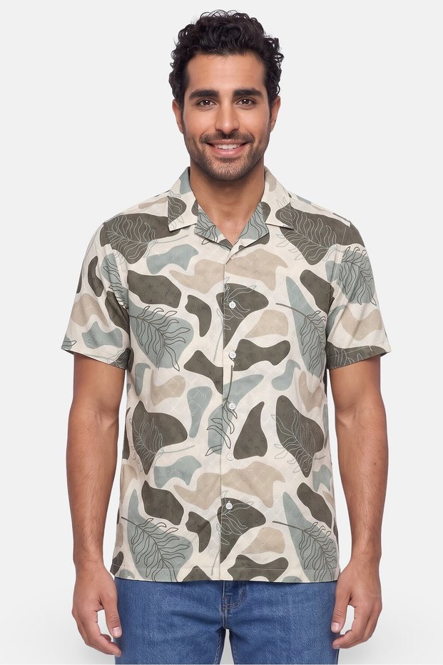 Men Regular Fit Camouflage Short Sleeve Casual Shirt, Multicolor