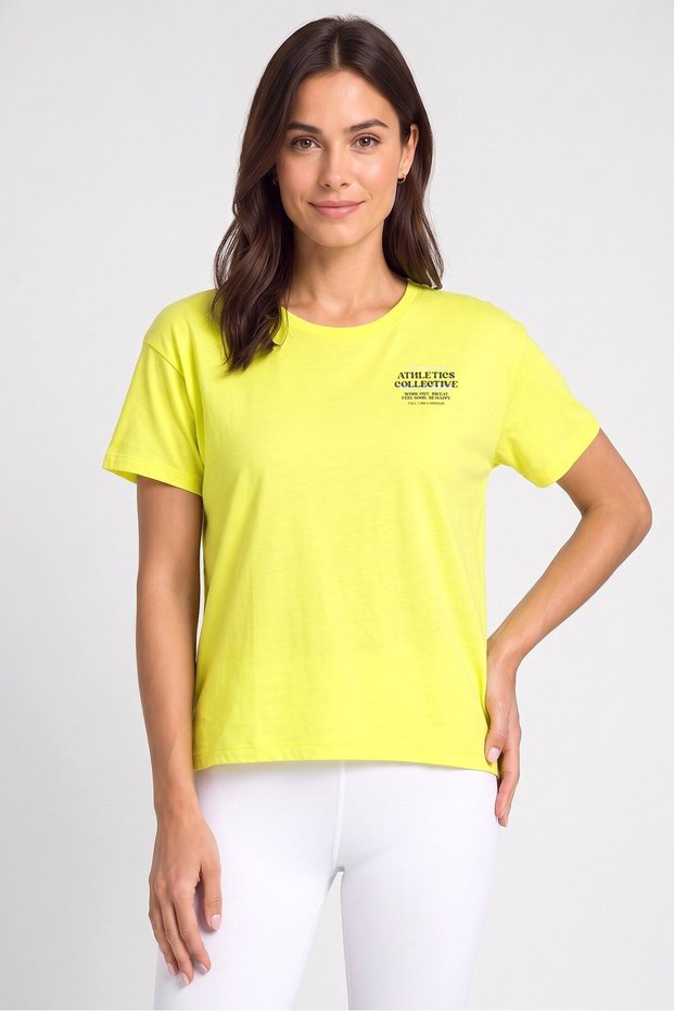 Women Sportswear Fit Short Sleeve Running T-Shirt, Yellow