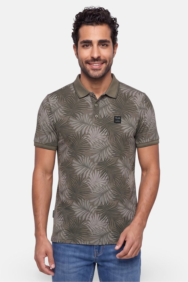Men Regular Fit Allover Print Short Sleeve Polo Shirt, Multicolor