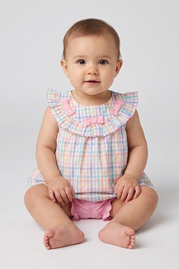 Toddlers Girl 2 Pcs Checkered Dress And Shorts Set, Multicolor