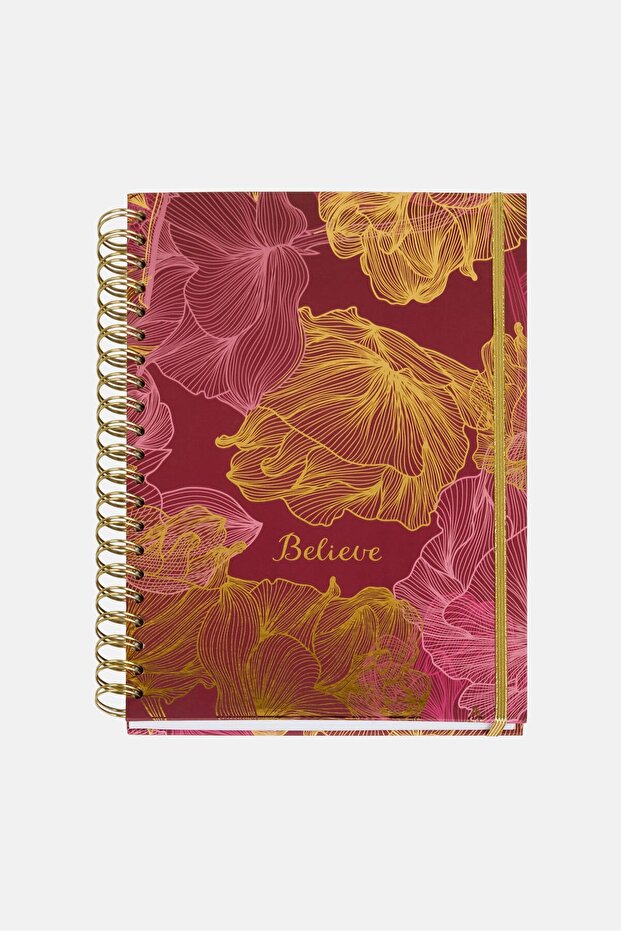 Floral Print Hardcover Spiral Notebook Journal, Multicolor