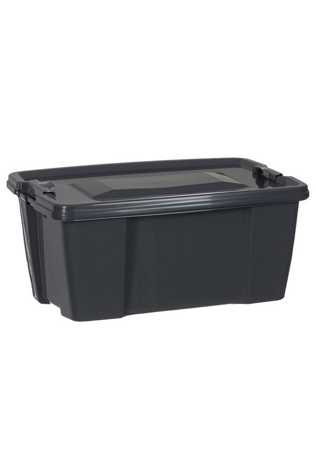 Grey Plastic Storage Box with Lid 20L