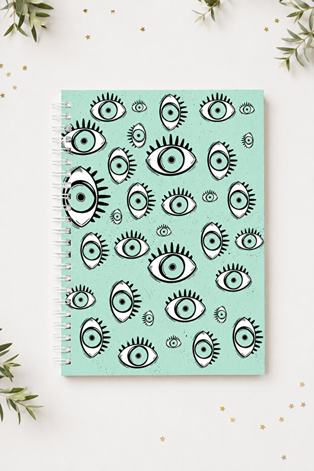 Written Patterned A5 Spiral Colorful Notebook 45 Sheets 90 Pages 300 Gr Cover Pytkdftr005