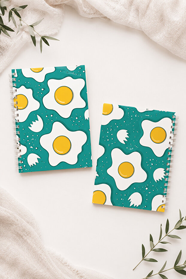 Egg Patterned A5 Spiral Colorful Notebook 45 Sheets 90 Pages 300 Gr Cover Pytkdftr005