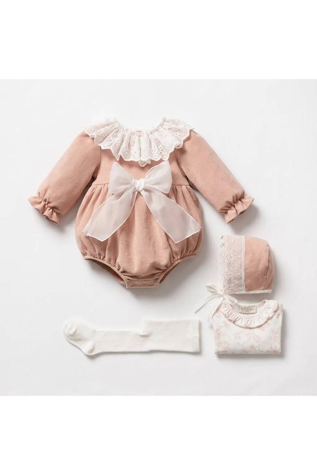 Baby Girl Velvet Romper Set of 4