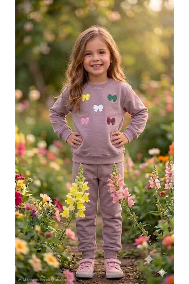 Girl's Winter Tracksuit Set Sweatshirt Bottoms Cotton Three-Thread Ribbed 3-4-5-6-7 Years Old (Please Choose One Size Larger)