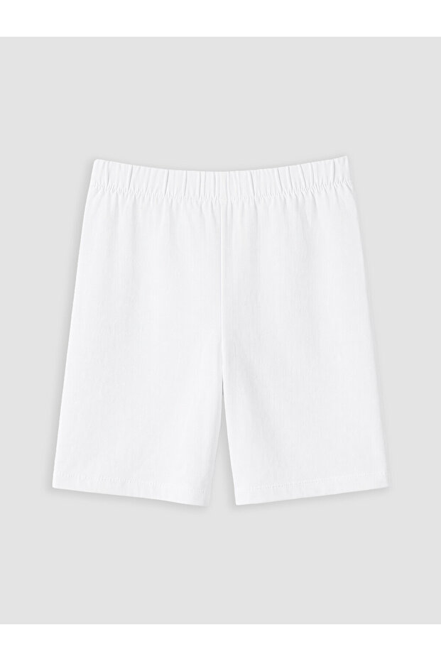 Vizyon New Season White Plus Size Women's Shorts Leggings with Elastic Waist