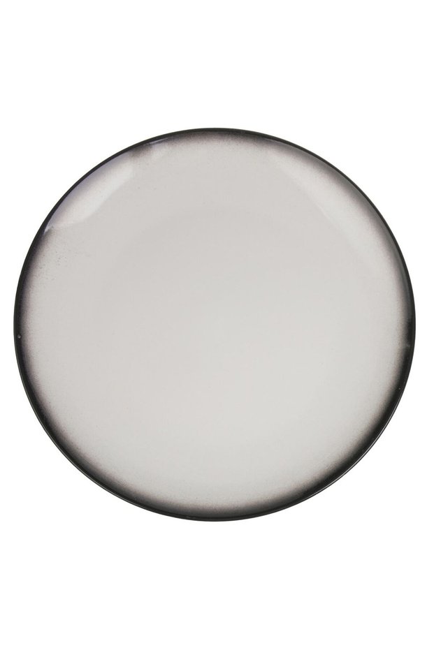 Black Ceramic Flat Plate Stone Effect Ø27cm