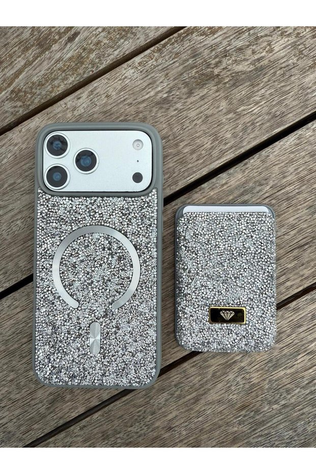 Apple iPhone 18 Pro Max Compatible Silver Diamond Silver Color M-Safe Featured Case and M-Safe