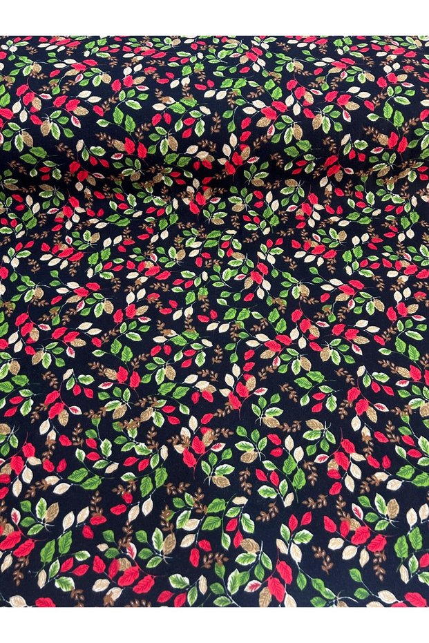 Width 90 Cm. Divitin Flannel Fabric - Red Leaf