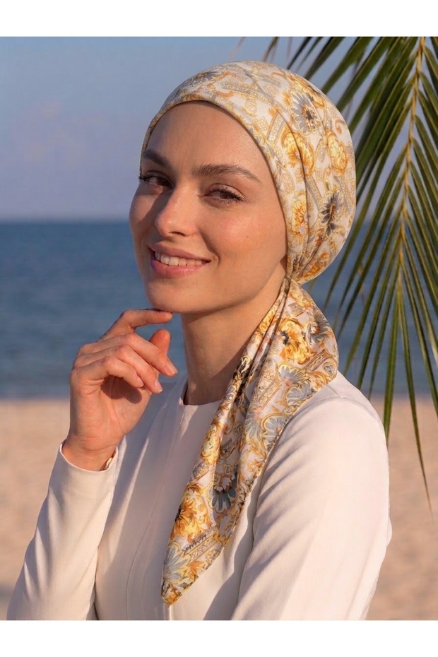 Eșarfă practică cu model gata imprimat, cu bandă elastică în spate