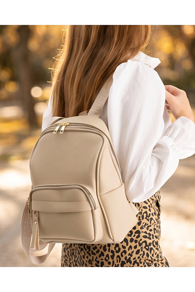 Multi-Section Soft Textured Women's Backpack