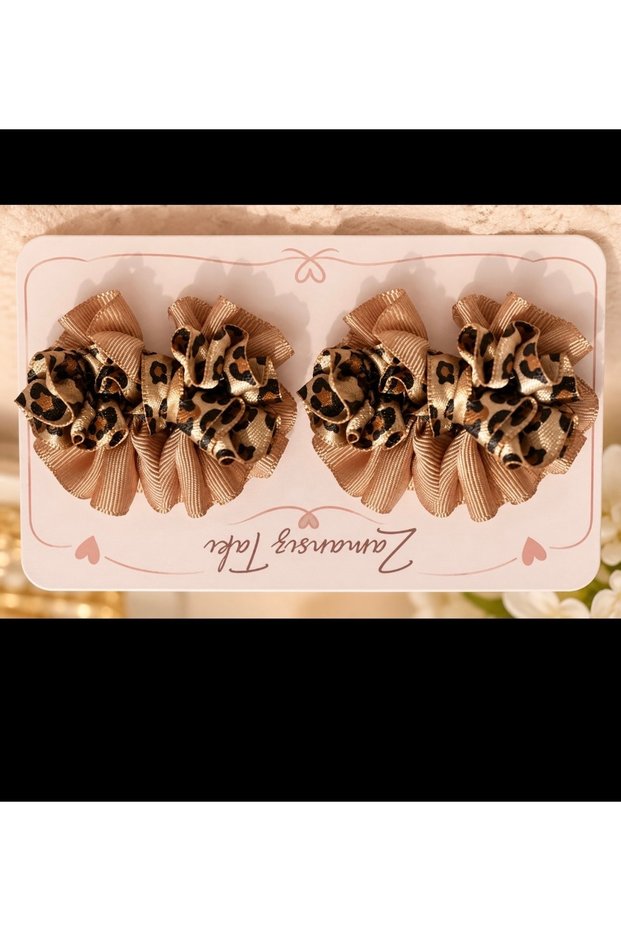 Leopard Patterned Ruffled Children's Hair Clip