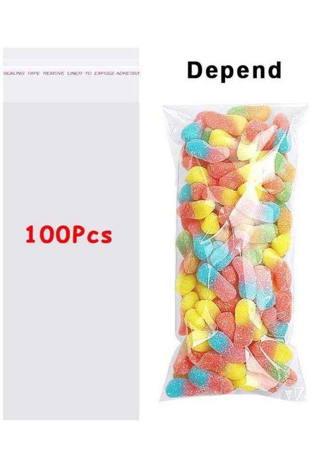 100Pcs Plastic Bag Self-Sealing, Candy Bags For Gifts, Resealable Treat Bags, Cookies Bag For Baker