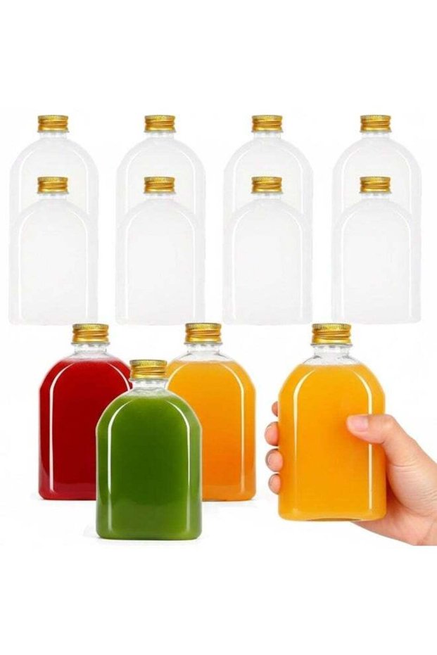 12 Pack 200ml Clear Plastic Juice Bottles with Secure Airtight Lids, Reusable 7 oz Beverage Contain