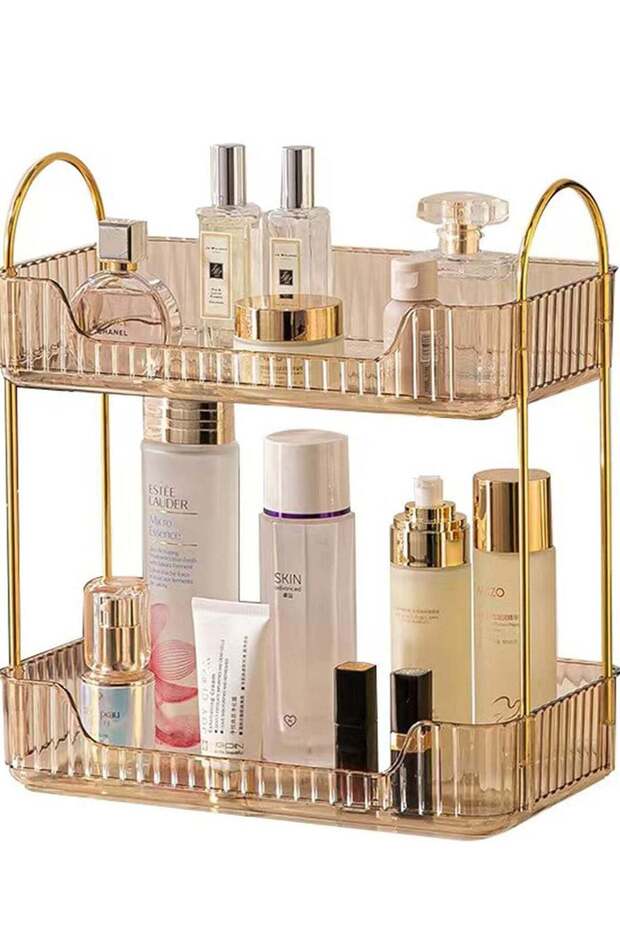 2-layer cosmetics storage box to store multi-layer perfume dresser, desktop skin care products stor