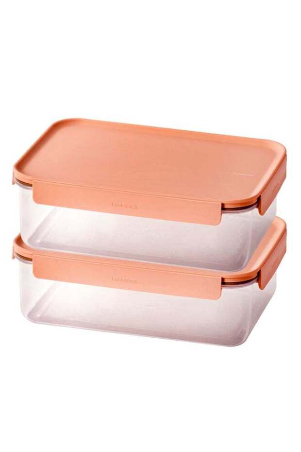 LocknLock Classic Plus Rectangle Food Storage Container Pack of 2 (2.8L x 2) Pink Kitchen Storage B