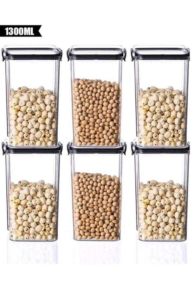 6Pcs Airtight Food Storage Containers Kitchen Canisters for Kitchen Counter Pantry Organizers and S