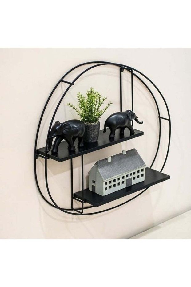 Zaldy Black Wall Shelf for Living Room - Stylish Metal & Engineered Wood Design, Ideal for Home Dec