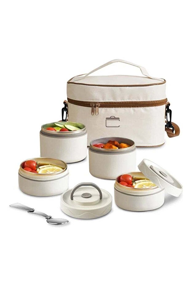 Complete Portable Meal Storage Set Featuring an Insulated Lunch Carrier and Two Stackable Container