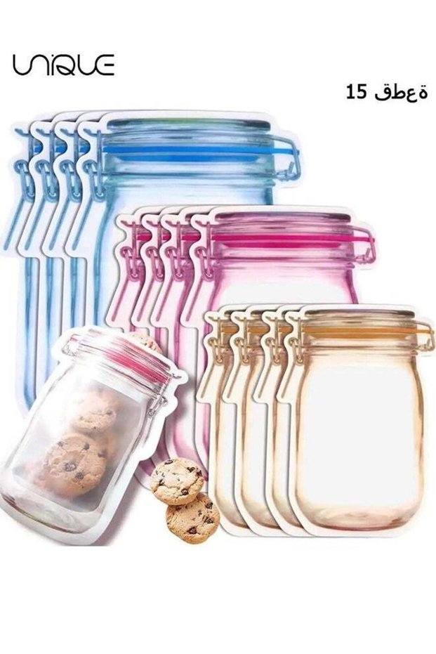 15 Pack Zipper Bags Food Storage Snack Sandwich Zipper Bags, Reusable Airtight Seal Food Storage Ba