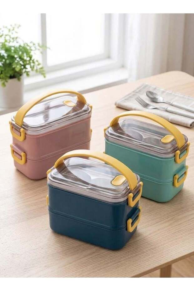 2-Tier Stackable Bento Lunch Box Set of 3, Thermal Insulated Meal Prep Containers with Handles, Mul