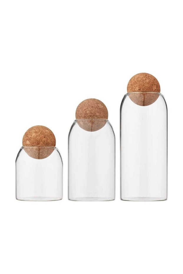 3-Pack Borosilicate Glass Storage Jars Set with Airtight Bamboo Lids (500ml, 800ml, and 1200ml) For
