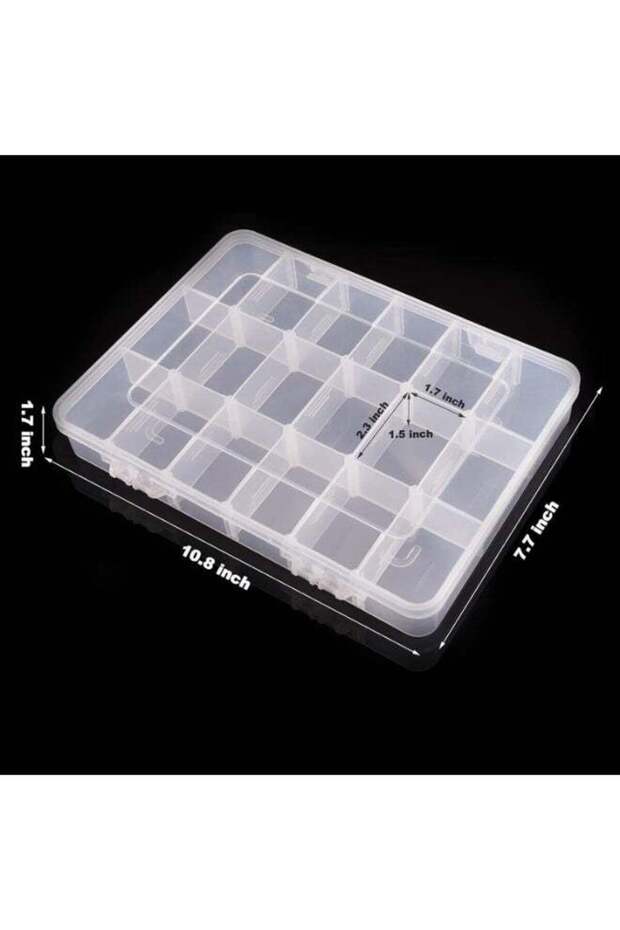 18 Grids Plastic Organizer Box with Dividers, Clear Compartment Container Storage for Washi Tapes B