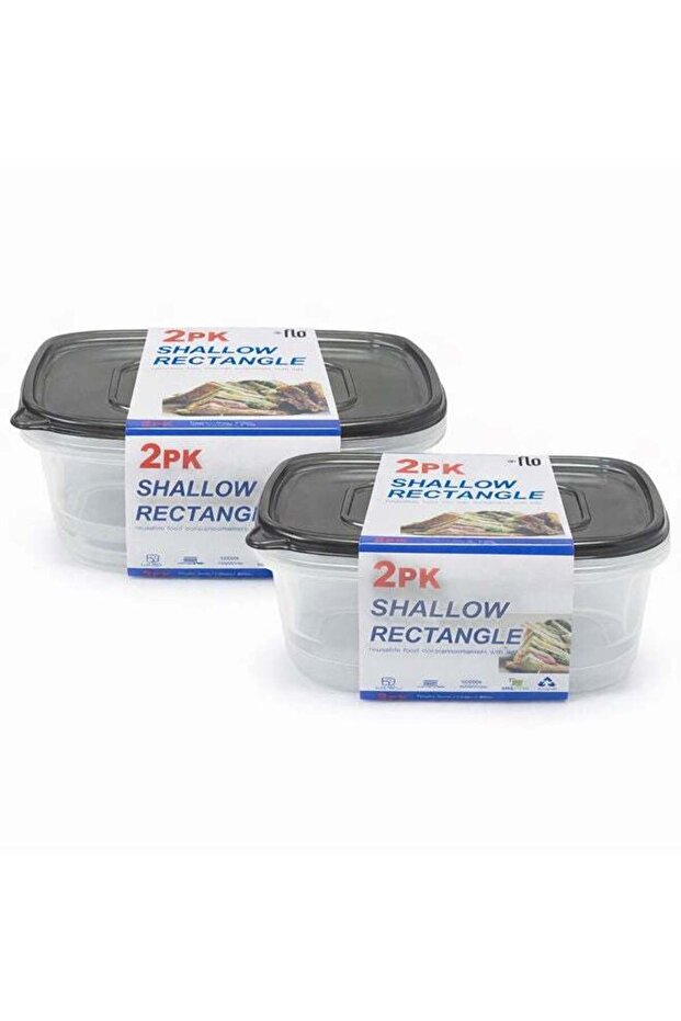 2 Medium Rectangle Container 23x16x6cm 945ml