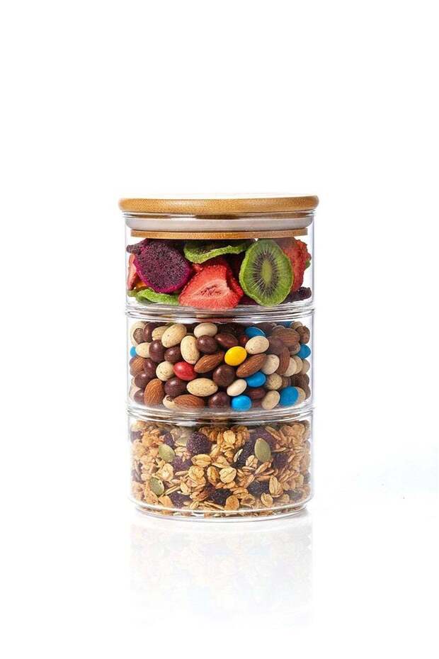 3 Layer Food Storage Jar with Airtight Bamboo Lid