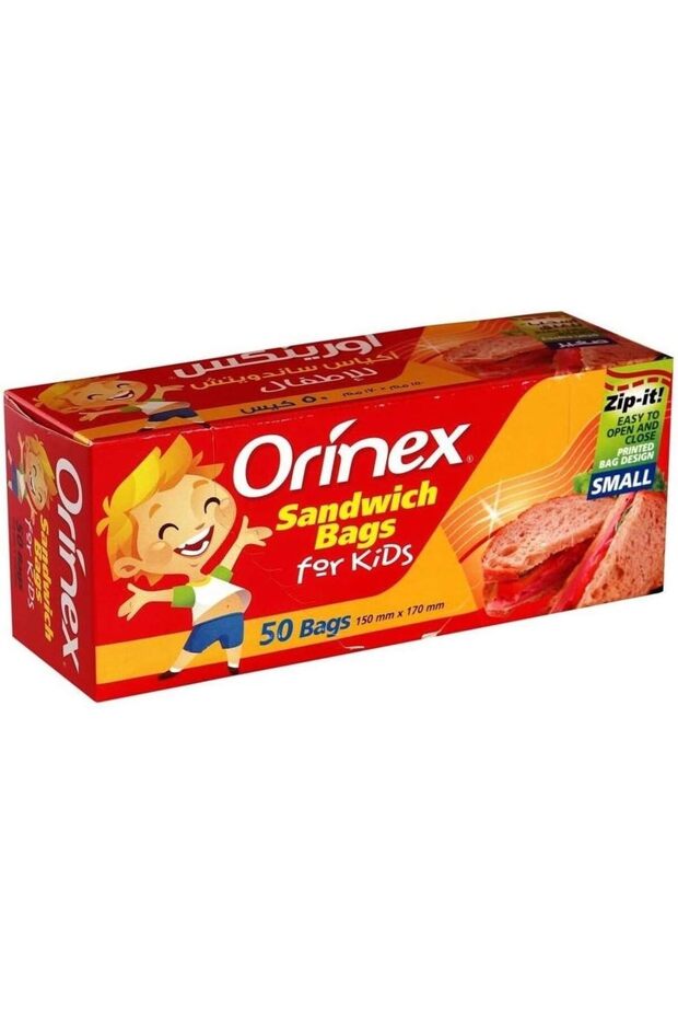 Orinex Sandwich Bags for Kids - 50 Clear Bags (150mm x 170mm)
