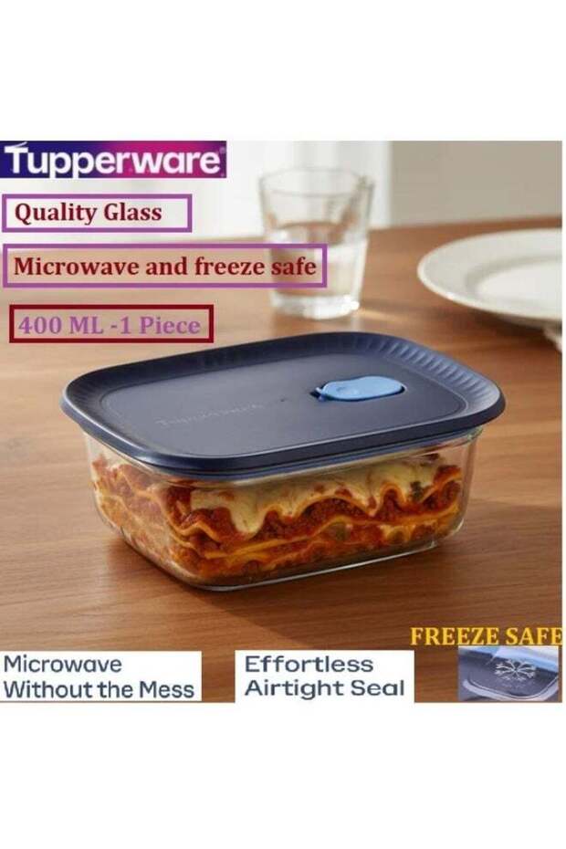 Tupperware Branded all in one borosilicate glass food storage container - 400 ml capacity -oven, mi