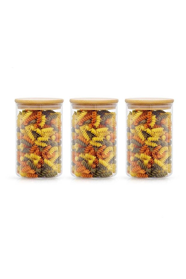 400 ML Clear High Borosilicate Glass Canisters with Lids Set of 3, BPA Free Food Storage Jars with