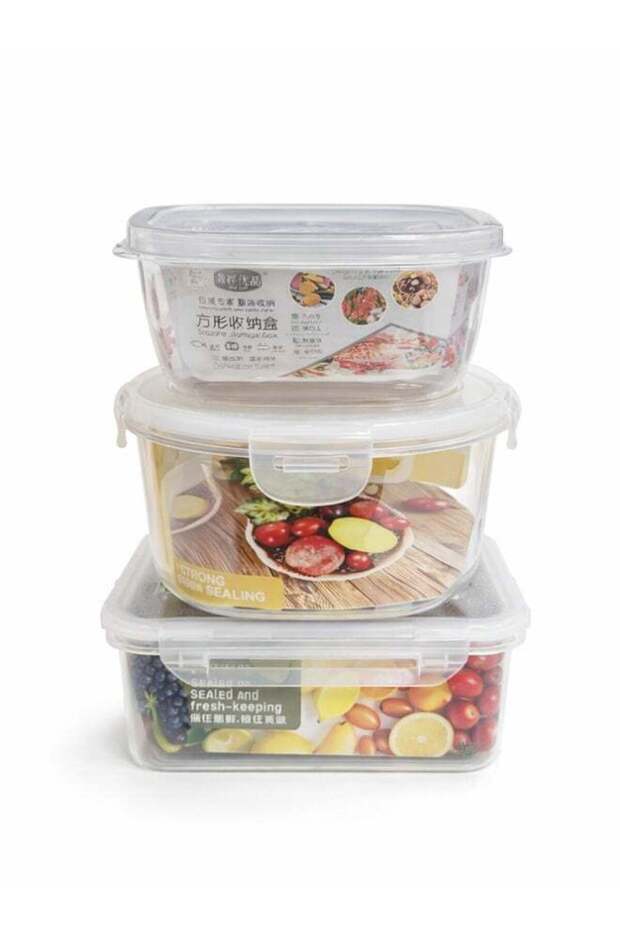 3pc Multi-Shape Airtight Food Storage Set – Stackable Meal Prep Containers – Leak-Proof Sealed Fres