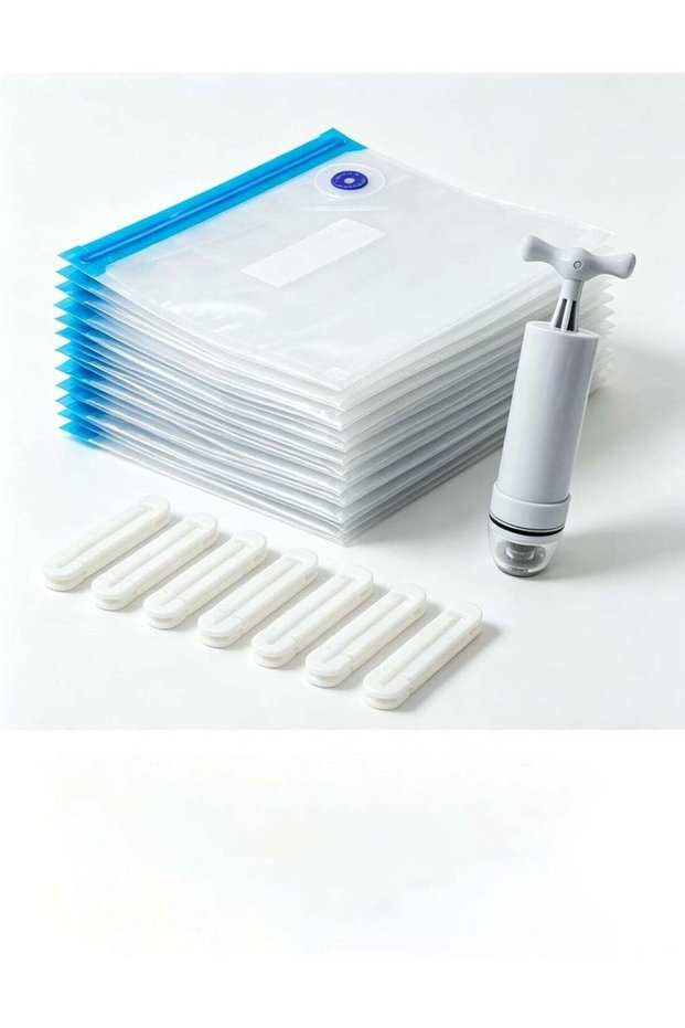 Handheld Vacuum Food Storage Kit, 24 Reusable Vacuum Bags with Manual Air Pump & 10 Sealing Clips,