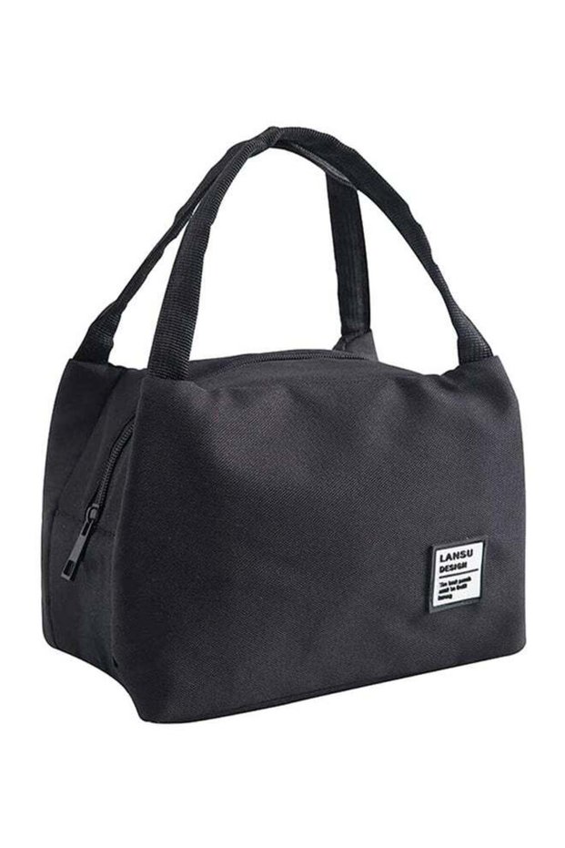 Insulated Thermal Cooler Lunch Bag Oxford Black 18x15x28cm