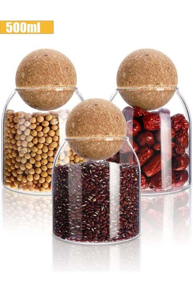 3 Pcs Glass Jar with Ball Cork Lid Decorative Round Bottle Sealed Canister Jar Storage Container Or