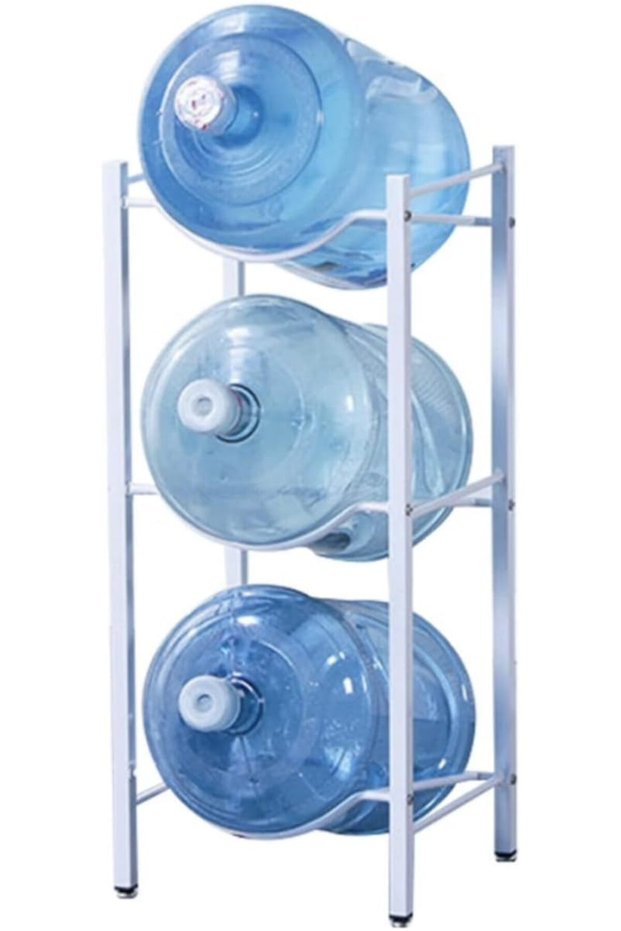 3 tier Water Bottle Storage Rack, 3 Gallon Jug Organizer Stand, White
