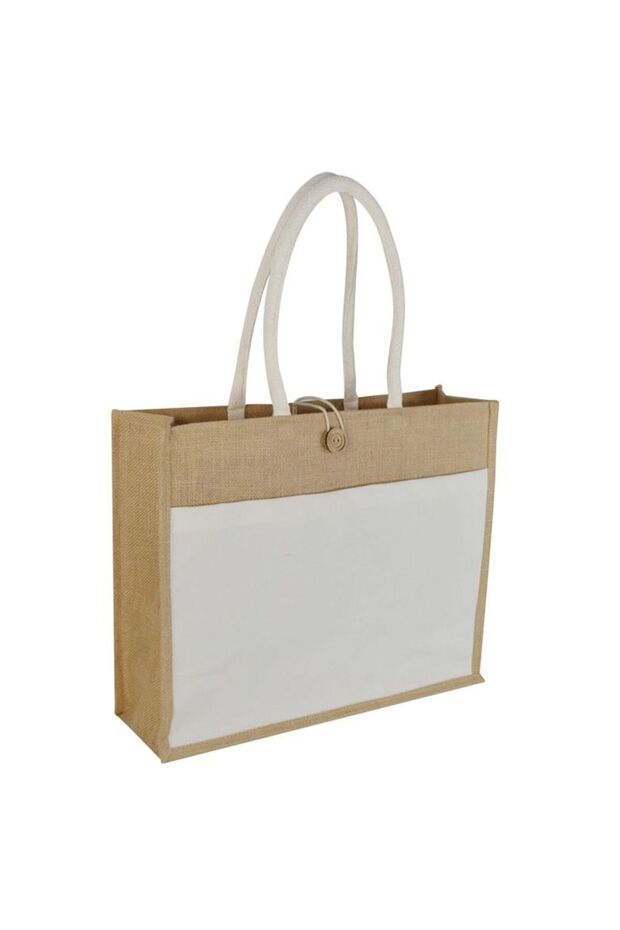 Shopping Tote Bag with Canvas Front Pocket