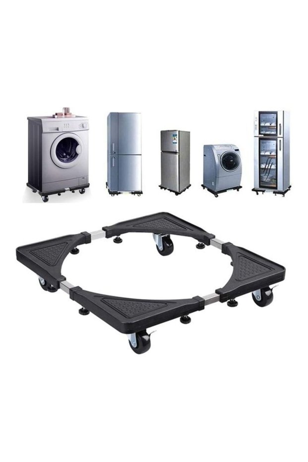 Adjustable Moving Washing Machine And Refrigerator Stand Black/Silver 40.0cm