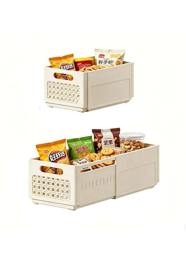 Foldable Storage Bins With Handles, 2 Pack Plastic Expandable Boxes for Organizing, Adjustable from