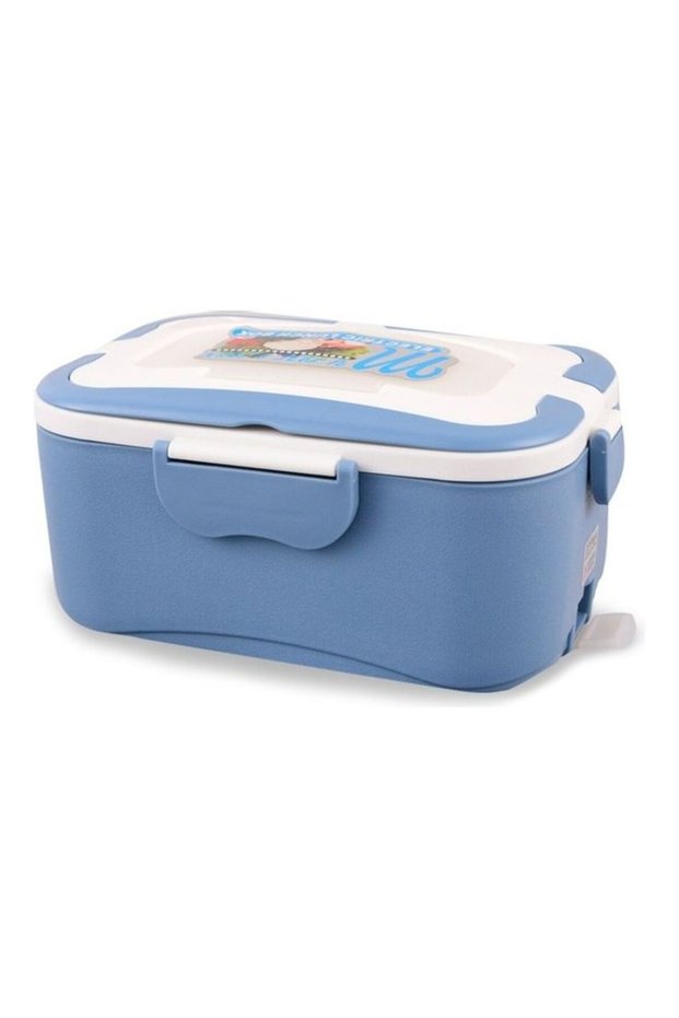 2-Piece Electric Heating Lunch Box Set Blue/White