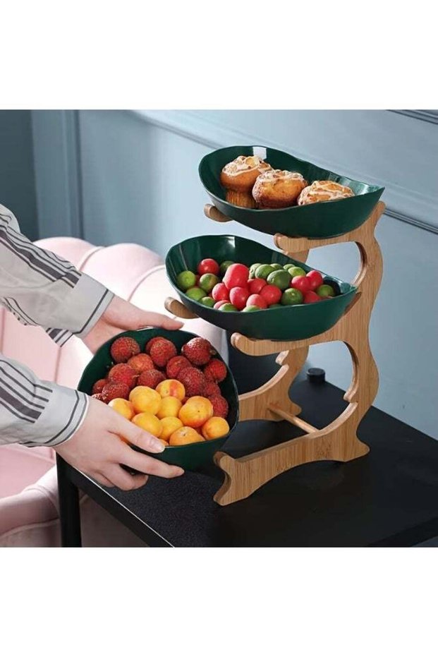 3-Tier Elegant Fruit Basket Stand - Modern Creative Display Platter for Living Room Kitchen, Multi