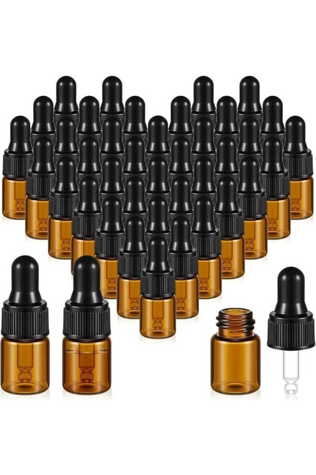 50 Pcs Mini Glass Dropper Bottles Mini Dropper Bottles Sample Bottles Small Sample Vials with Lid f