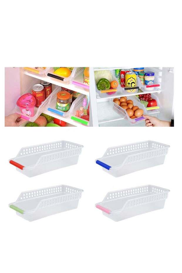 4-Pack Refrigerator Storage Bins – Clear Fridge Organizer with Handles, Stackable Kitchen Baskets f