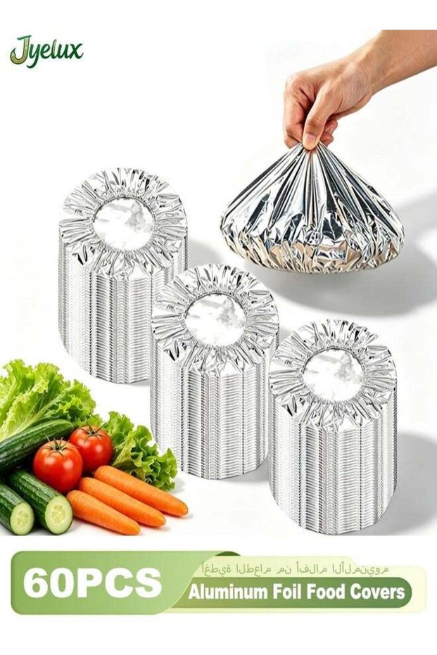60Pcs Aluminum Foil Food Covers, Fruit Cling Wra, Kitchen Fresh-Keeping Insulation Film for Kitchen