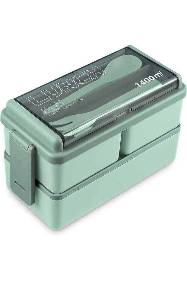 Bento Box Lunch Container for Adults & Kids, 2-Layer Stackable 49 OZ Leakproof Lunch Box with Divid