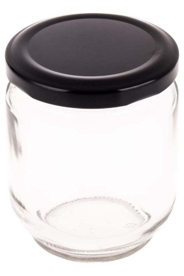 AKDC Glass Bottle W/Blk Lid L(6CM) XW(6CM) XH(8CM) Transparent