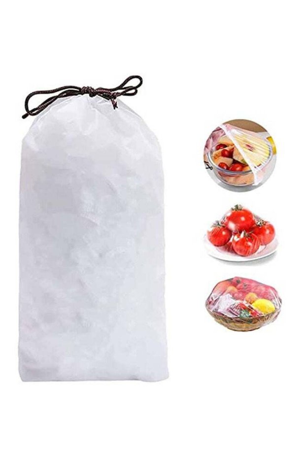 Disposable 100 pcs plastic Food Cover wrap Elastic Food Lids For Fruit Bowls Cups Food Covers Caps